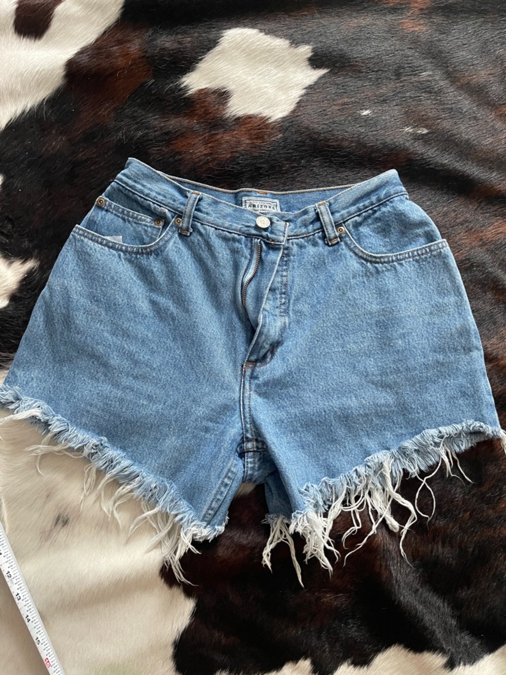 Arizona Jean Company Light Blue Frayed Hem Denim Shorts